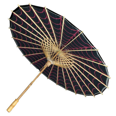 Spiderweb Pink and Black Fabric Parasol - Kreepsville